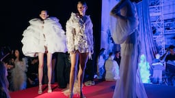 Models are seen backstage at the Coat by Katya Silchenko’s Spring/Summer 2027 show during Ukrainian Fashion Week on September 2, 2026 in Kyiv, Ukraine.