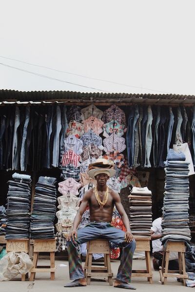 Portrait taken in Lagos' Idumota market by Stephen Tayo.
