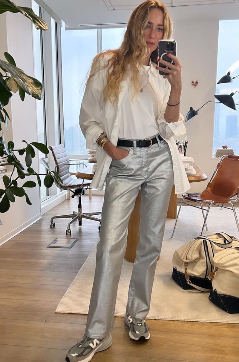 J.Crew women's designer Olympia Gayot shares her daily looks on Instagram, often featuring styles from the brand.