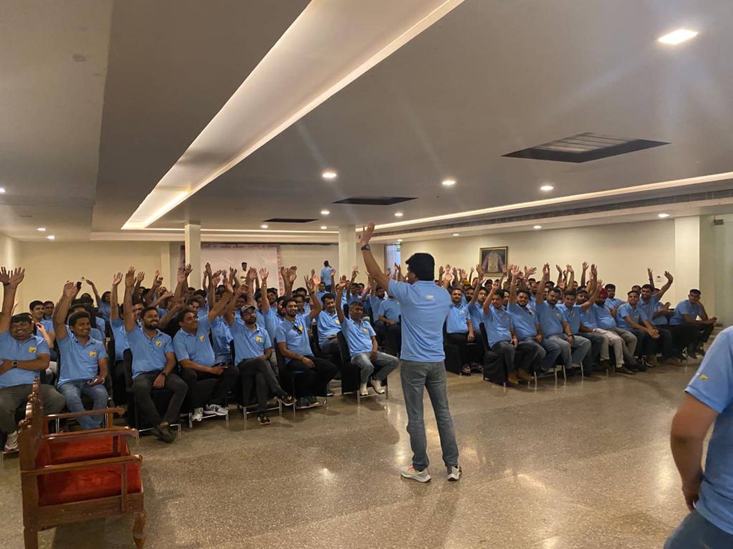 Flipkart's supply chain employees from Haryana and Punjab have a meeting ahead of the Diwali festive season and the Indian e-tailer's The Big Billion Days sale in 2022.