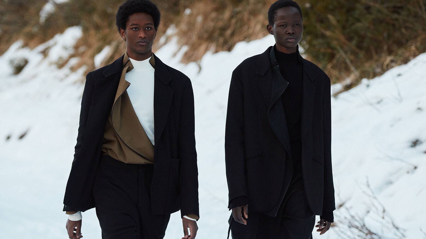 Zegna show featuring two models