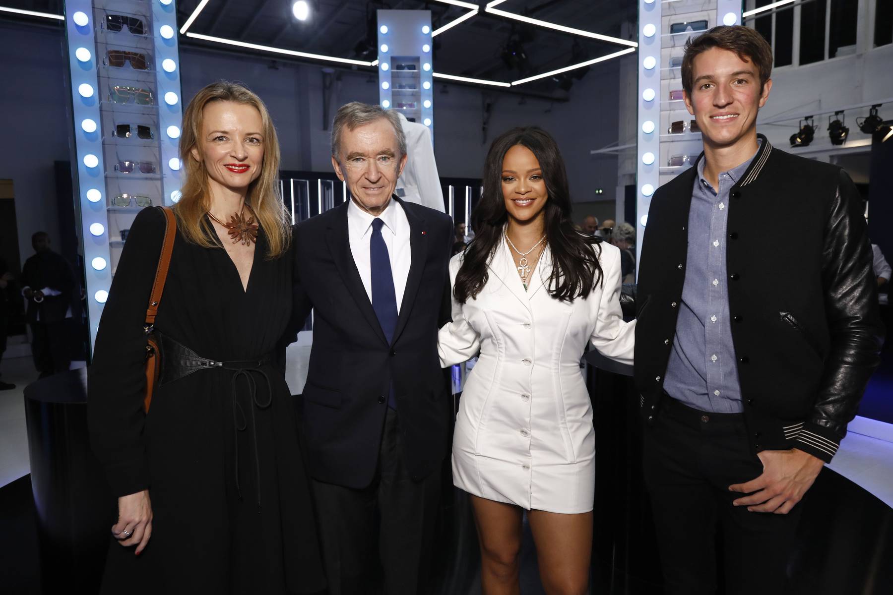 Delphine Arnault, Bernard Arnault, Rihanna and Alexandre Arnault attend Fenty Launch in Paris in May 2019. Getty Images.