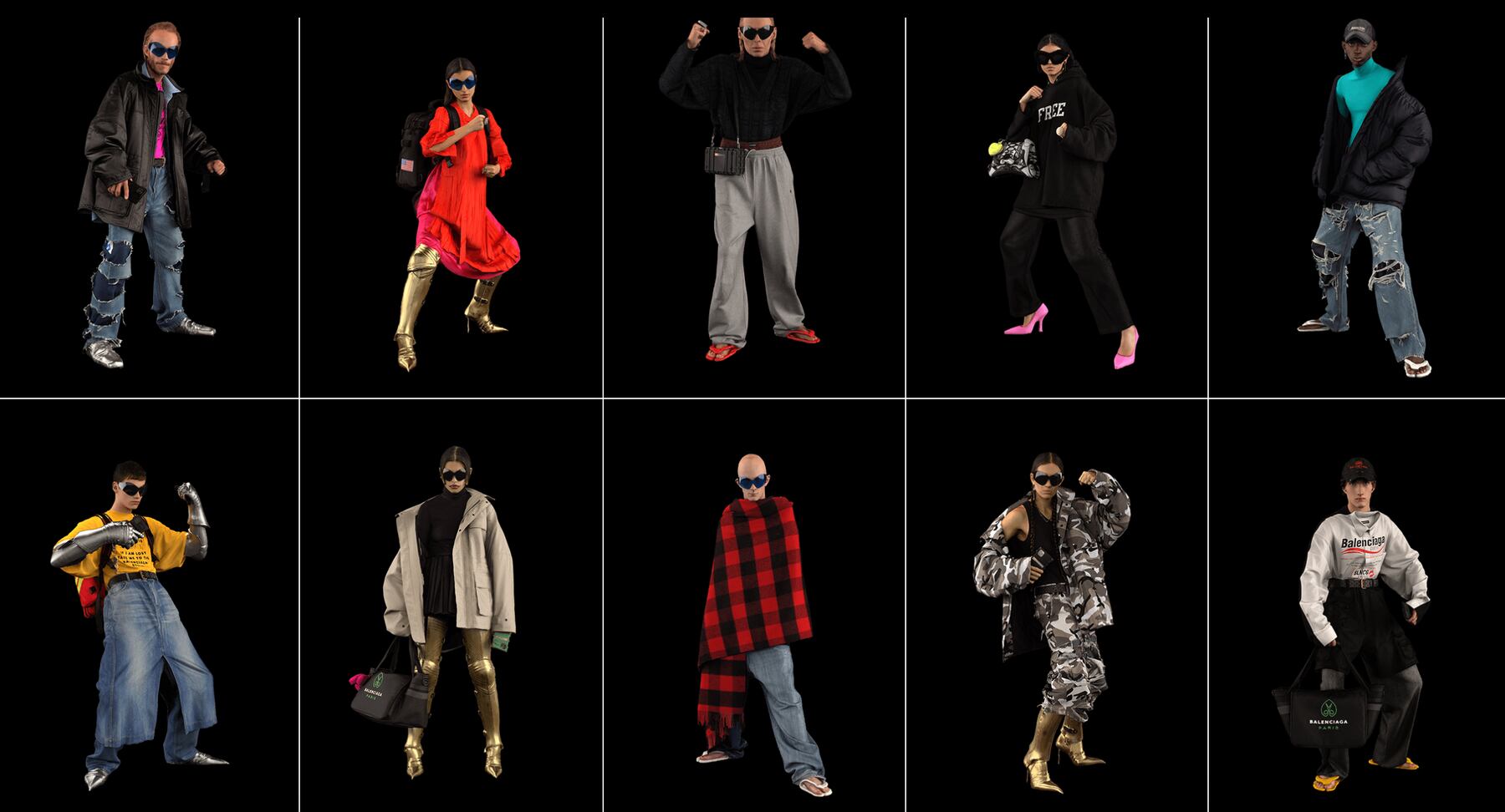 Balenciaga's Fall 2021 collection from its video game lookbook.