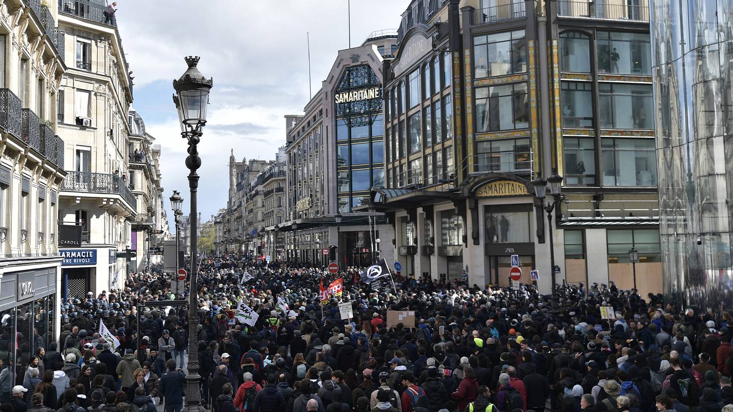 Scores of protesters rallying against the French government's plans to raise the retirement age flooded LVMH's Paris headquarters.