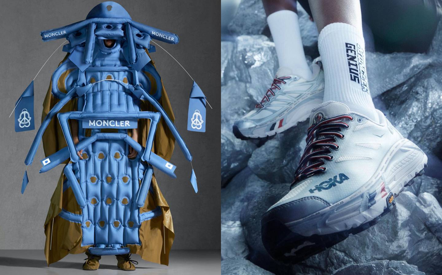 Moncler is re-tooling its program of Genius collabs to focus on Gen-Z consumers. A recent drop with shoe brand Hoka may already reflect the shift to a more relatable approach.