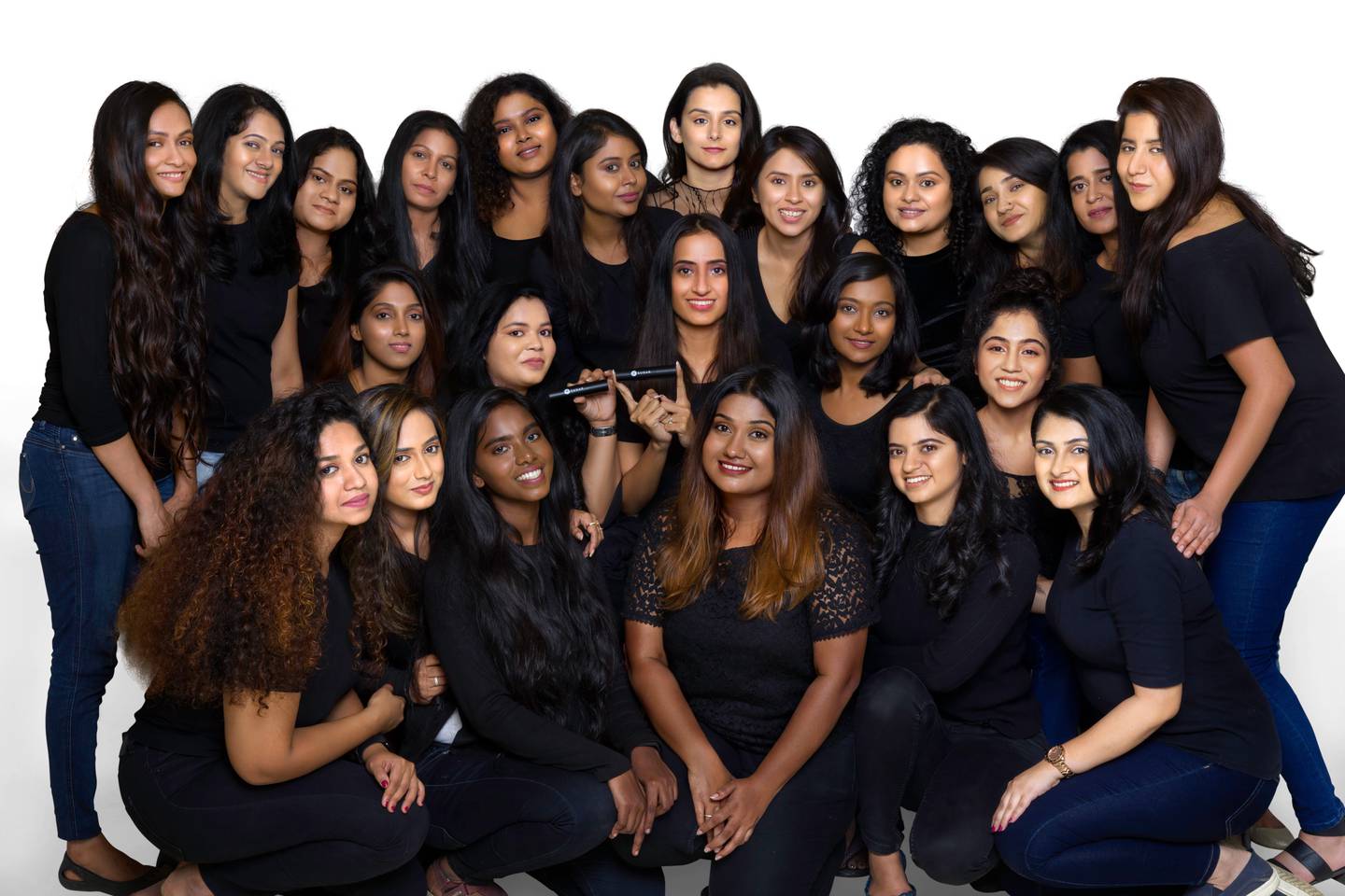 Sugar Cosmetics co-founder and CEO Vineeta Singh with her team in a campaign shoot for the brand in 2019.