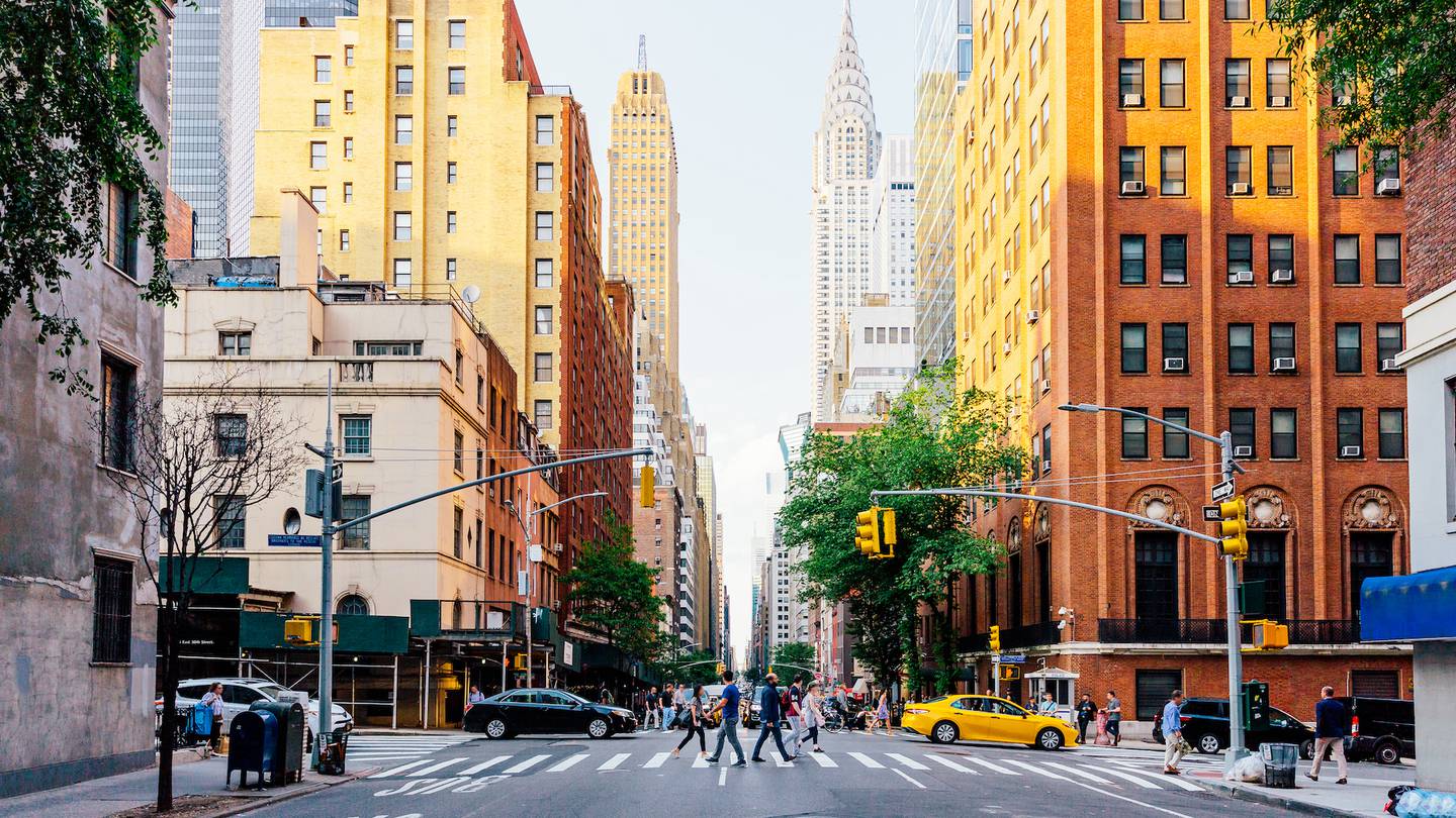 Street shot of Lexington Avenue and Chrysler Building in New York City