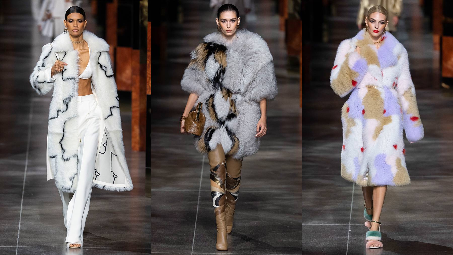 LVMH-owned Fendi staged its Spring/Summer 2022 show in Milan on Wednesday which included decadent furs but less than 48 hours later, the group’s arch-rival Kering announced it was going fur-free. Courtesy.