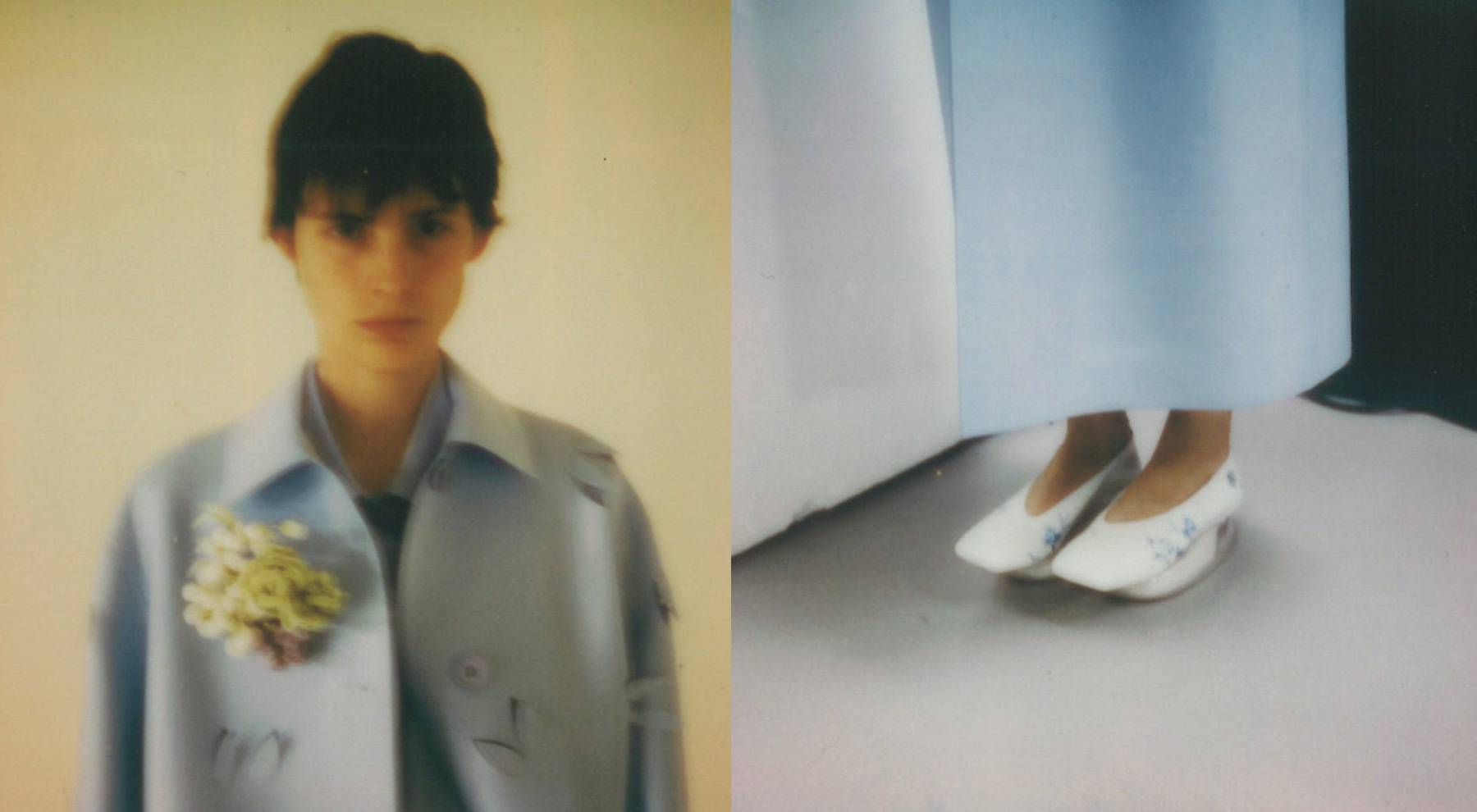 Yang Li shared preview polaroids of bubble flats and a laser-cut trench-coat from his Shang Xia collection set to be revealed Thursday morning.
